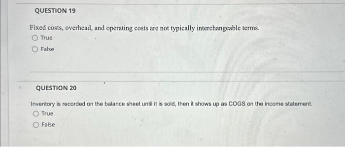 Fixed costs, overhead, and operating costs are not typically interchangeable terms.