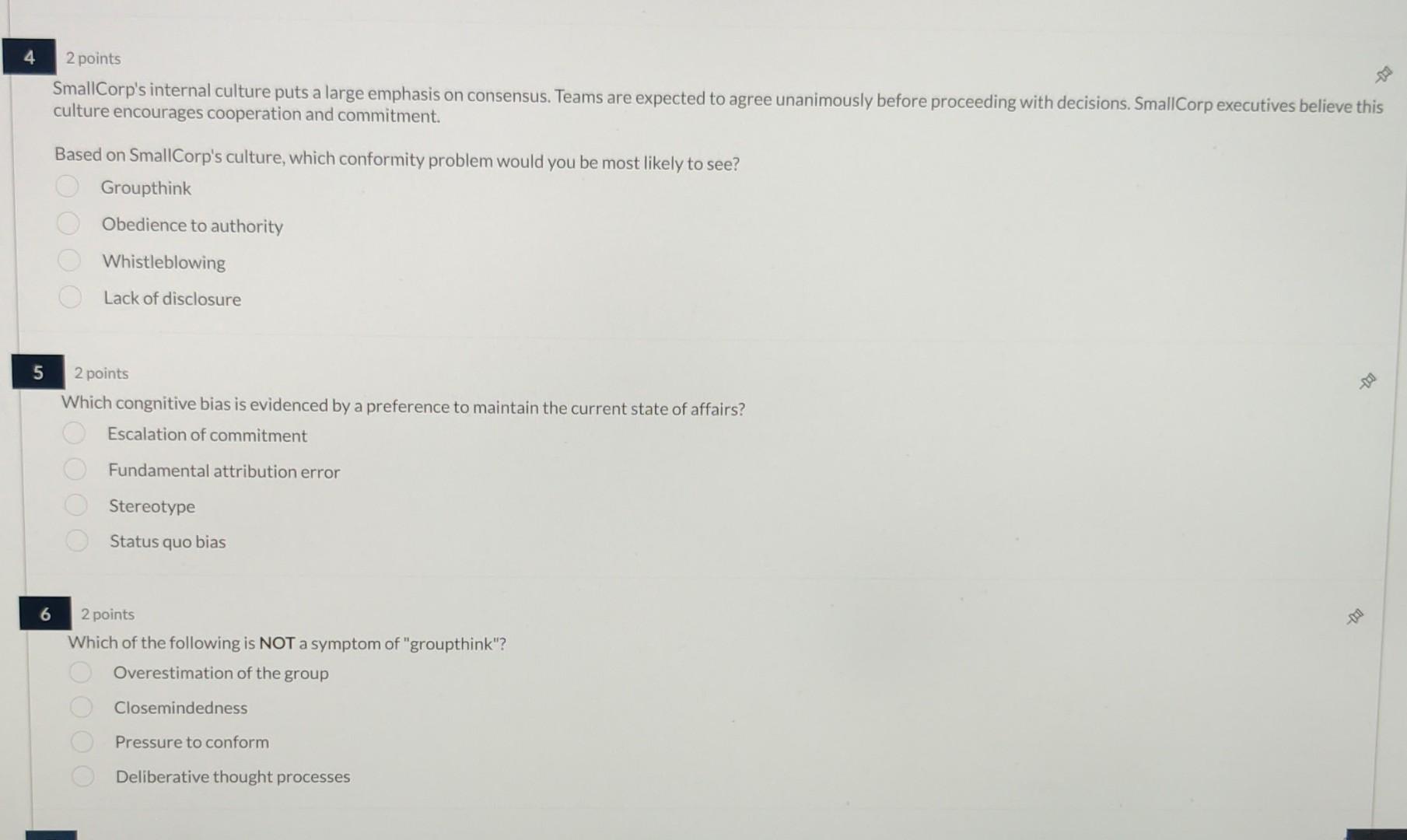 expected to agree unanimously before proceeding with decisions. SmallCorp executives believe this