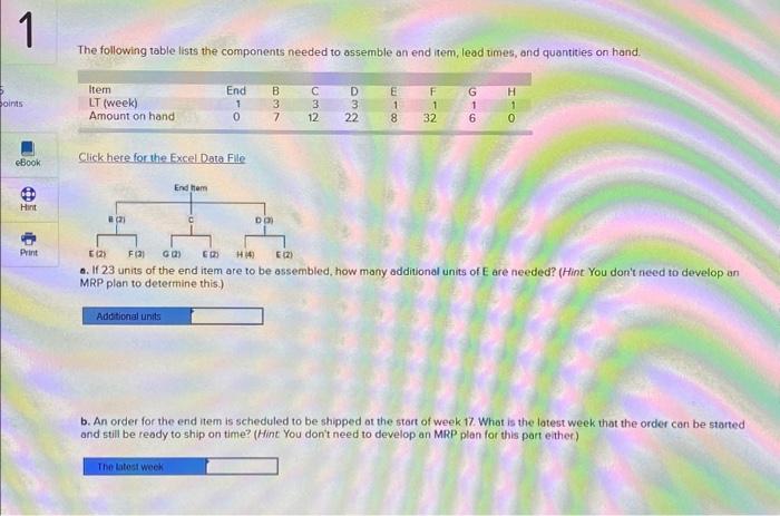 item, lead times, and quantities on hand. Click here for the Excel