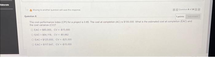 The cost at compieton (AC) is 5100,000 . What is the estimated