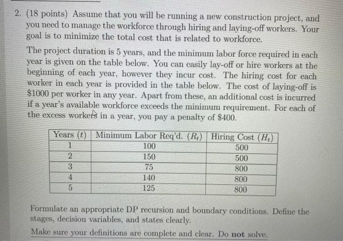 construction project, and you need to manage the workforce through hiring and