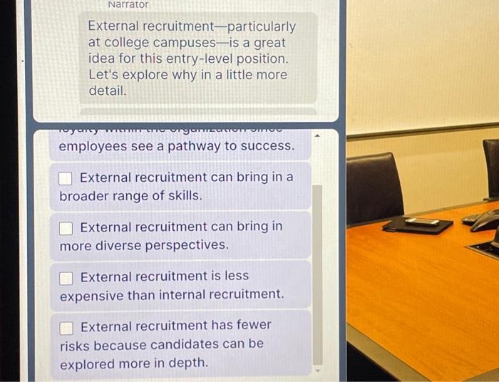 to discuss more about the selection process. Narrator Fvtornal rocruitmont_narticularly Select all