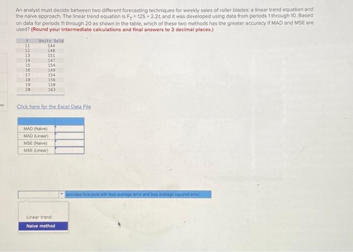 sales of roller blades: a linear trend equation and the nalve approach.