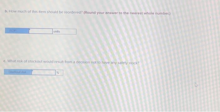of lead time demand \( =44 \) pounds (Assume normality.) Acceptable stockout