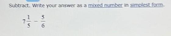 Subtract. vmte your answer as a number in form