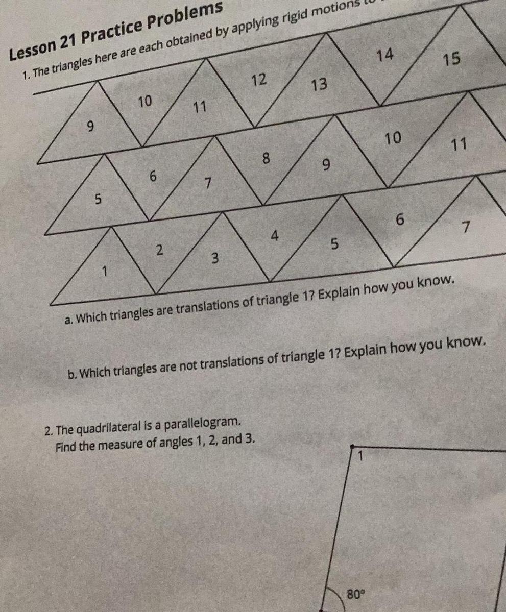  Lesson 21 Practice Problems 1 The triangles here are each obtained