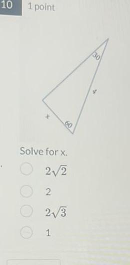 point .10 Solve for x. 2 20 1