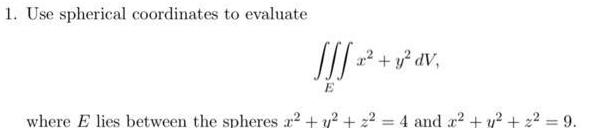between the spheres 22 y 22 4 and x y 9 x