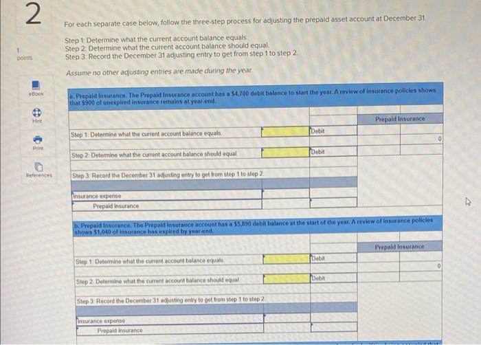 2 1 points eBook For each separate case below, follow the