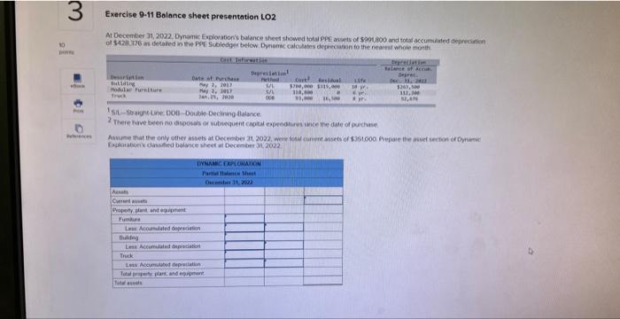 3 Exercise 9-11 Balance sheet presentation L02 10 At December 31,