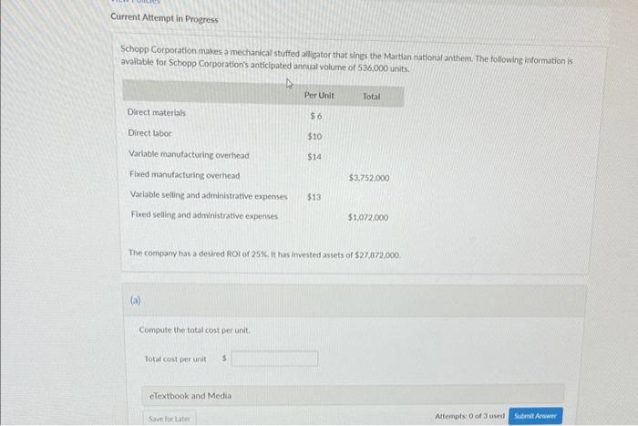  Current Attempt in Progress Schopp Corporation makes a mechanical stuffed alligator