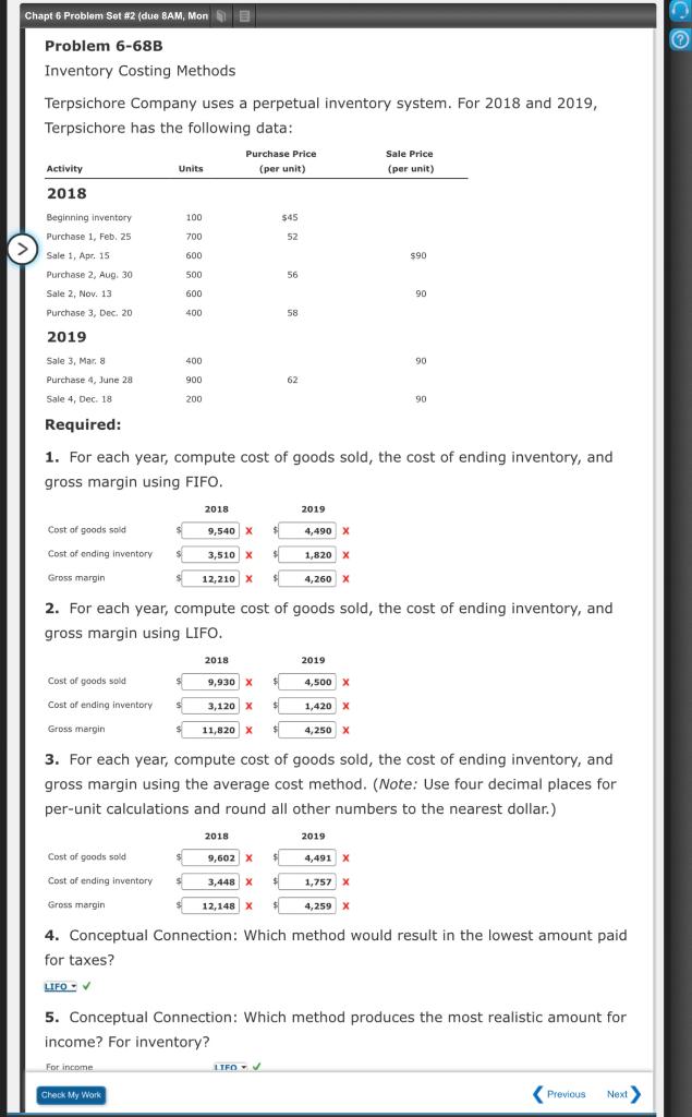 $2 equired: For each year, compute cost of goods sold, the cost