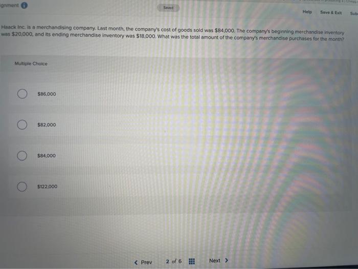  gnment O Saved Help Save & Exit Sub Haack Inc. is