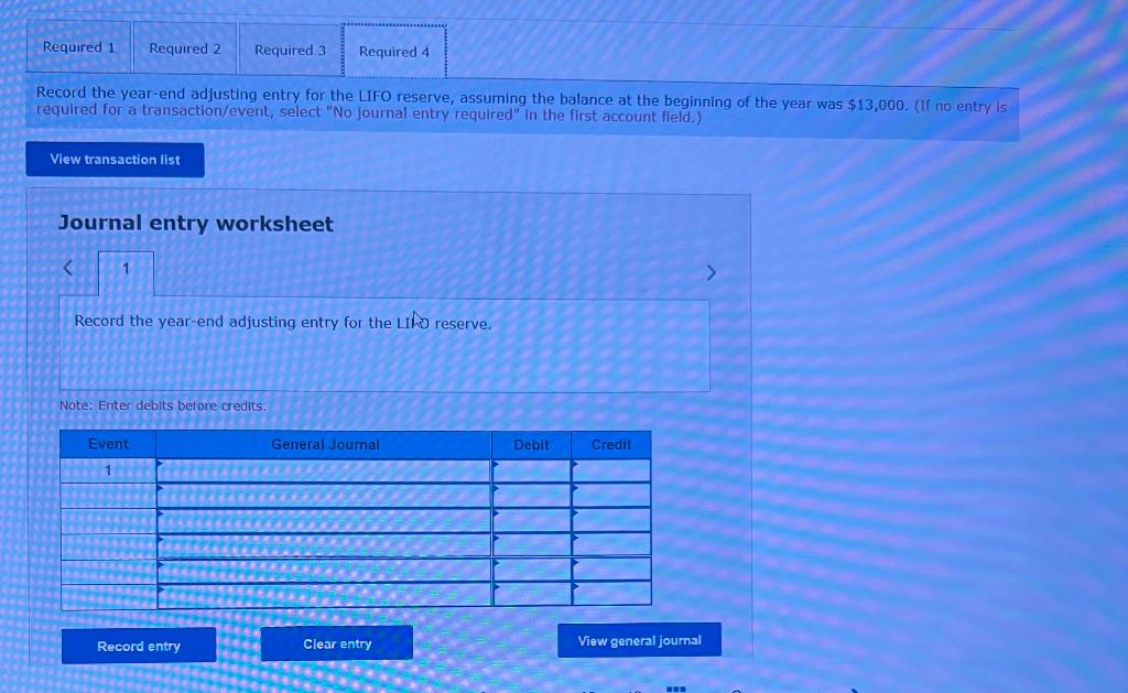 Required 1 Required 2 Required 3 Required 4 Record the year-end