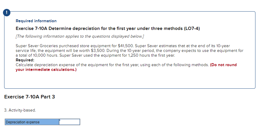 Super Saver Groceries purchased store equipment for $41,500. Super Saver estimates that