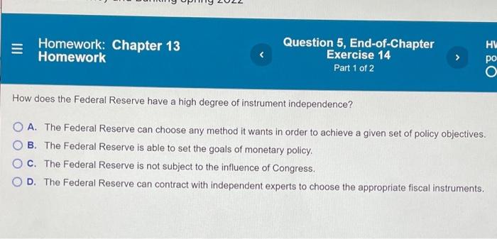 Chapter 13 Homework Question 5, End-of-Chapter Exercise 14 Part 1 of