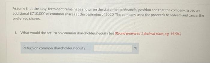 of $254,968. Calculate, using year-end amounts for assets and shareholders' equity, the
