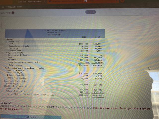 Con Week & Homes somheducation.com -lomework VIRTUAL GAMING SYSTEMS Balance Sheets