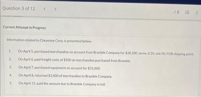  3 of 12 -/8 E Current Attempt in Progress Information related