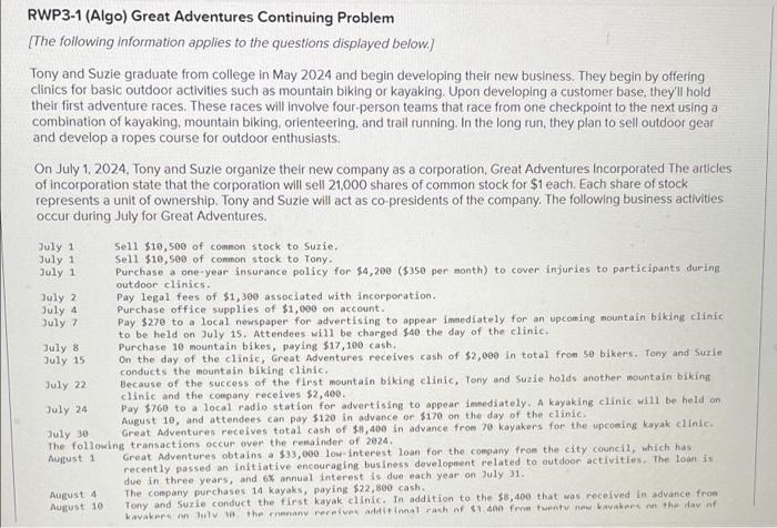 transactions from July 1 through December 31. (If no entry is required