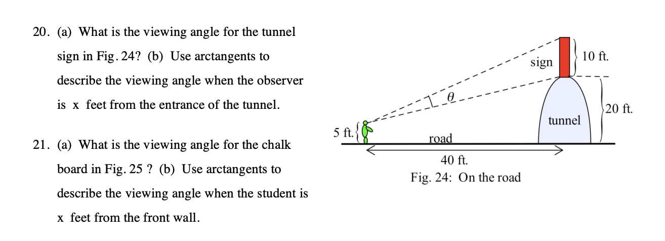 (a) What is the viewing angle for the chalk board in Fig.