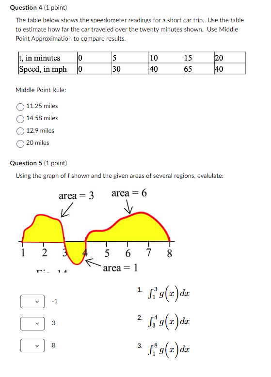 point] The table below shows the speedometer readings [or a short car