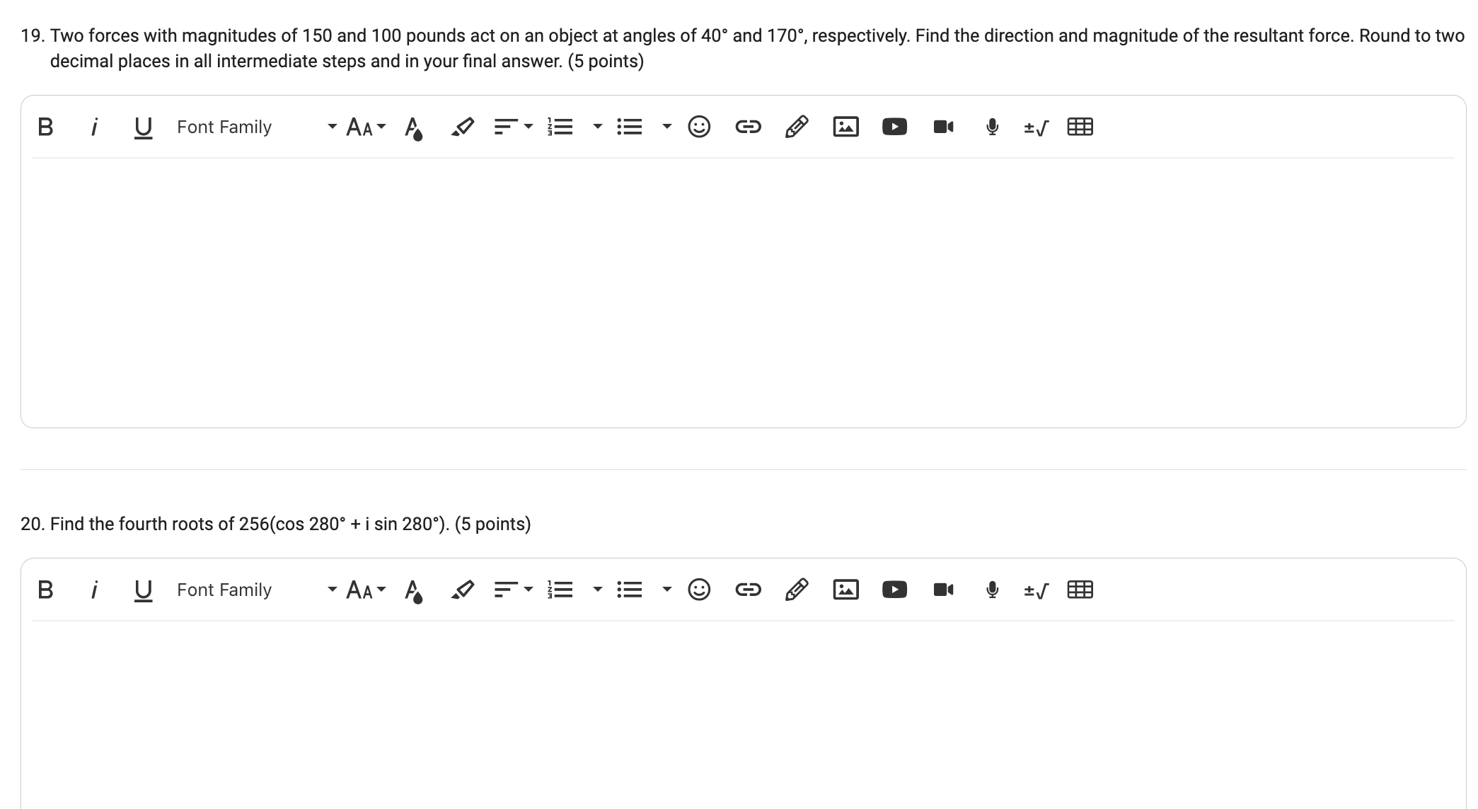 of 40 and 170, respectively. Find the direction and magnitude of the