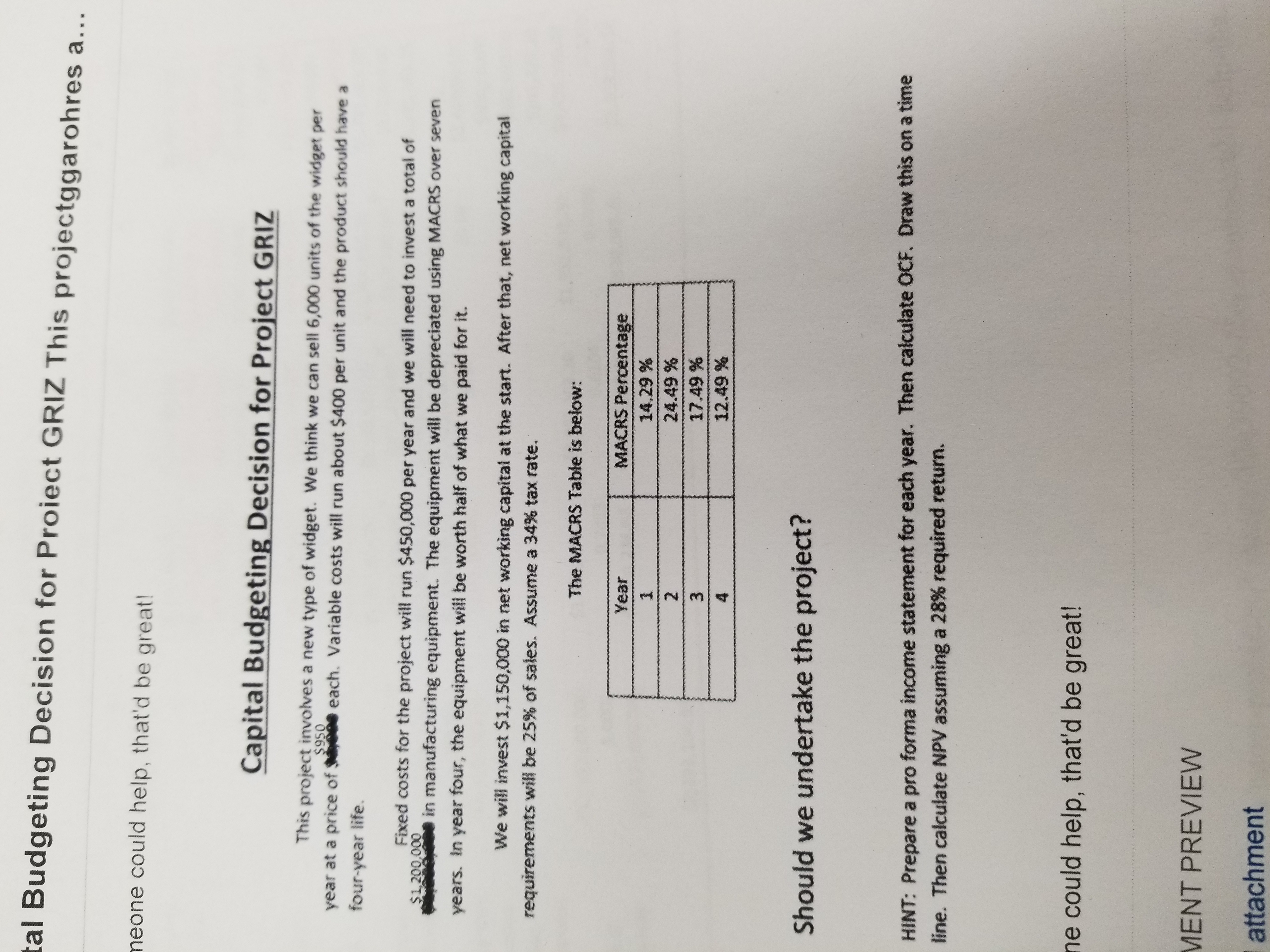 al Budgeting Decision for Project GRIZ This projectggarohres a ... neone could