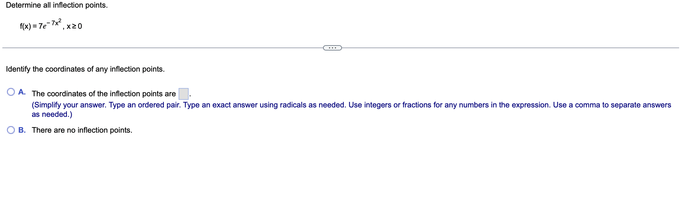 box within your choice. O A. The function is increasing on (Type