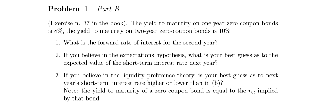 11. 37 in the book). The yield to maturity on oneyear zerocoupon