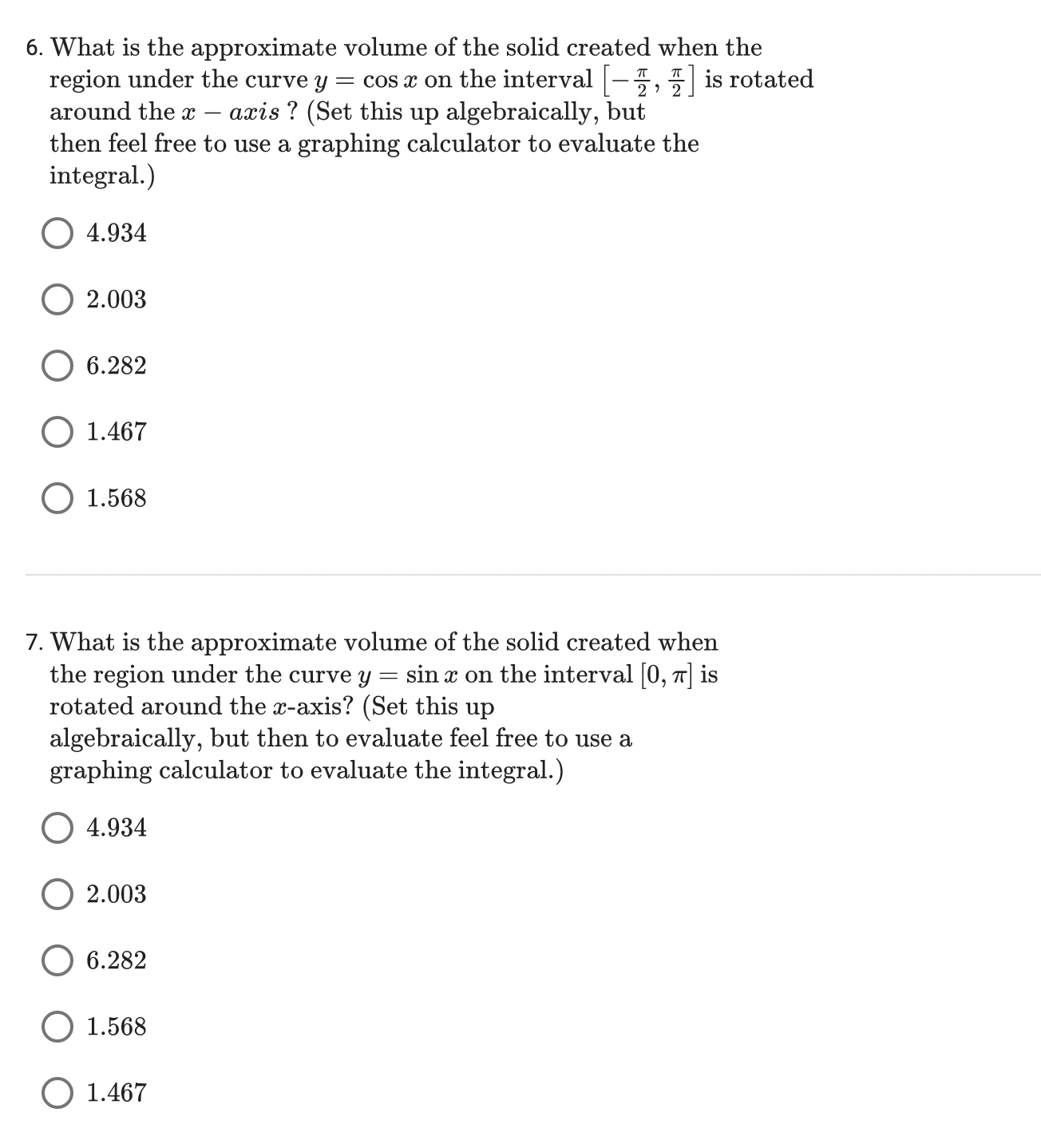 volume of the solid created when the region under the curve y