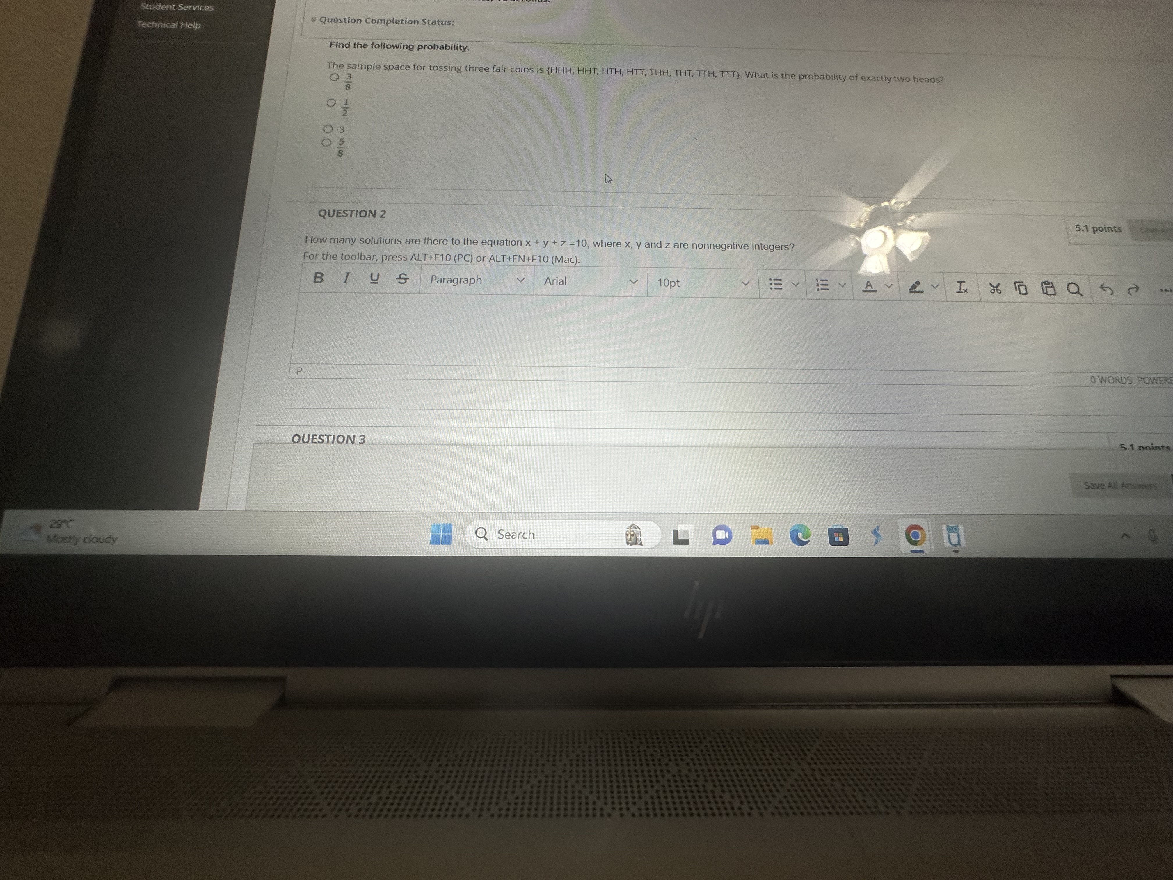  Services Question Completion Status: Technical Help Find the following probability. The