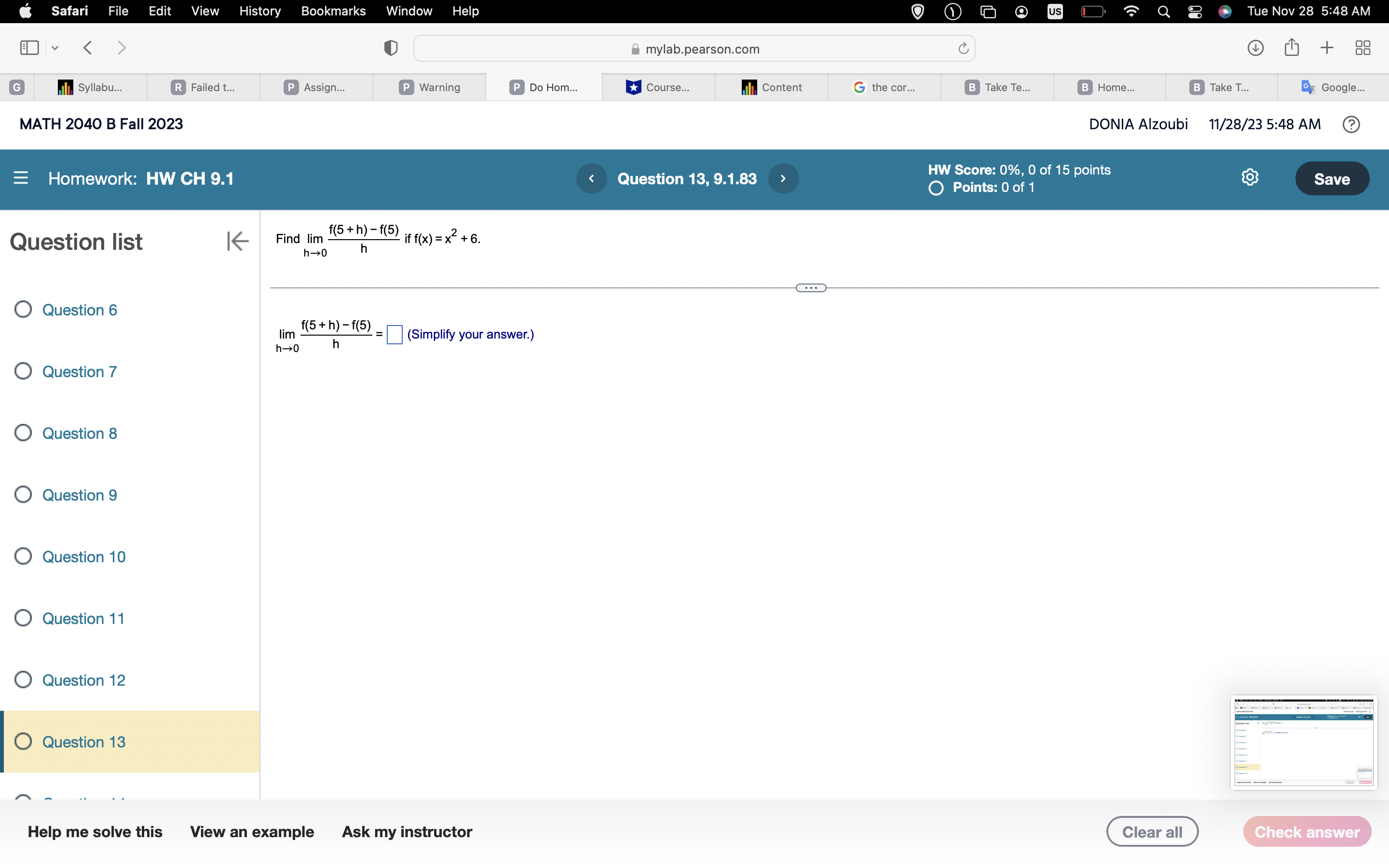 6 0 Question 7 0 Question 8 (W n: Inetinn Cl Help
