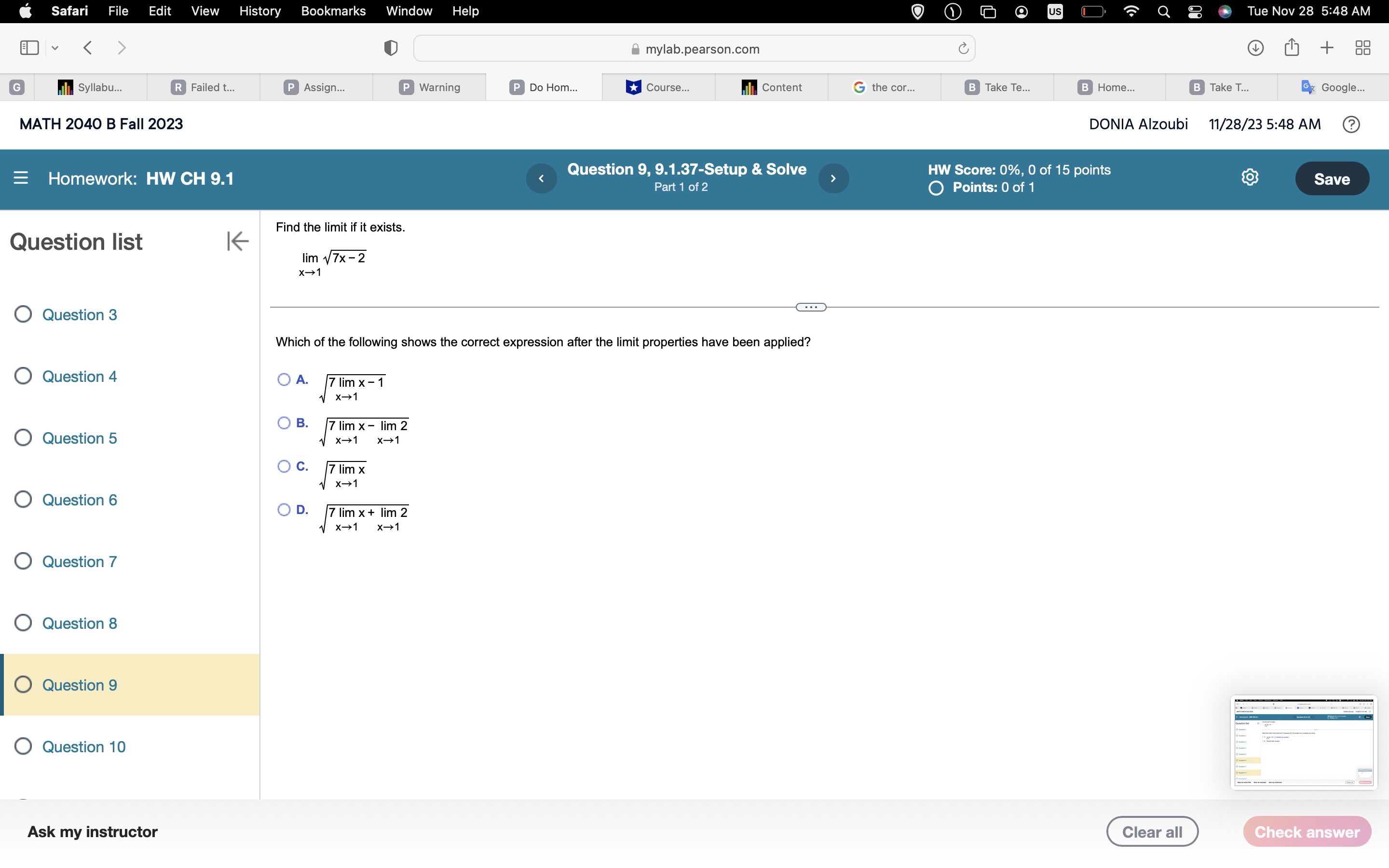 Google.. MATH 2040 B Fall 2023 DONIA Alzoubi 11/28/23 5:47 AM ?