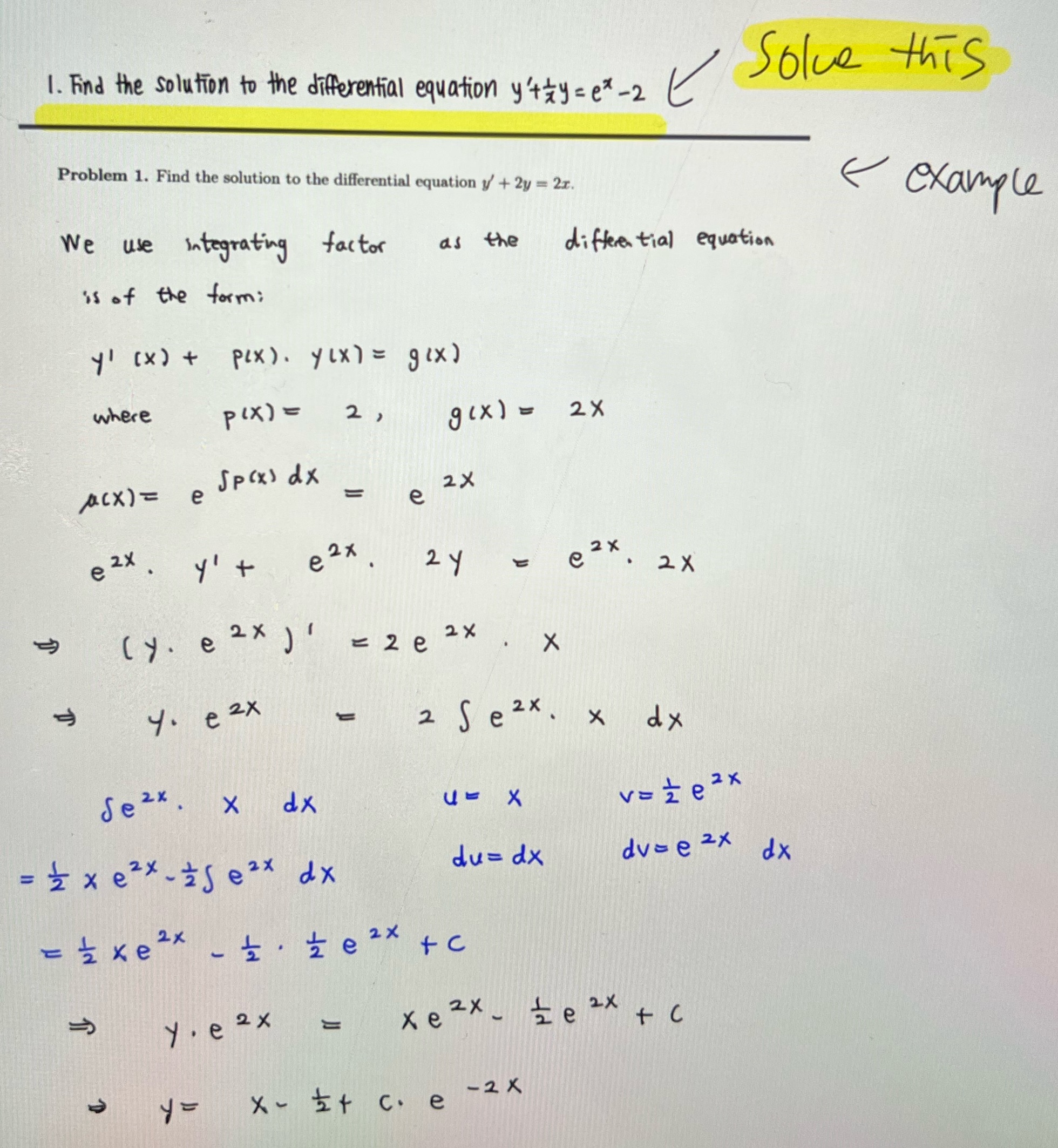 example question CoursHeroTranscribedText: 1. Find the solution to the differential equation y'tty