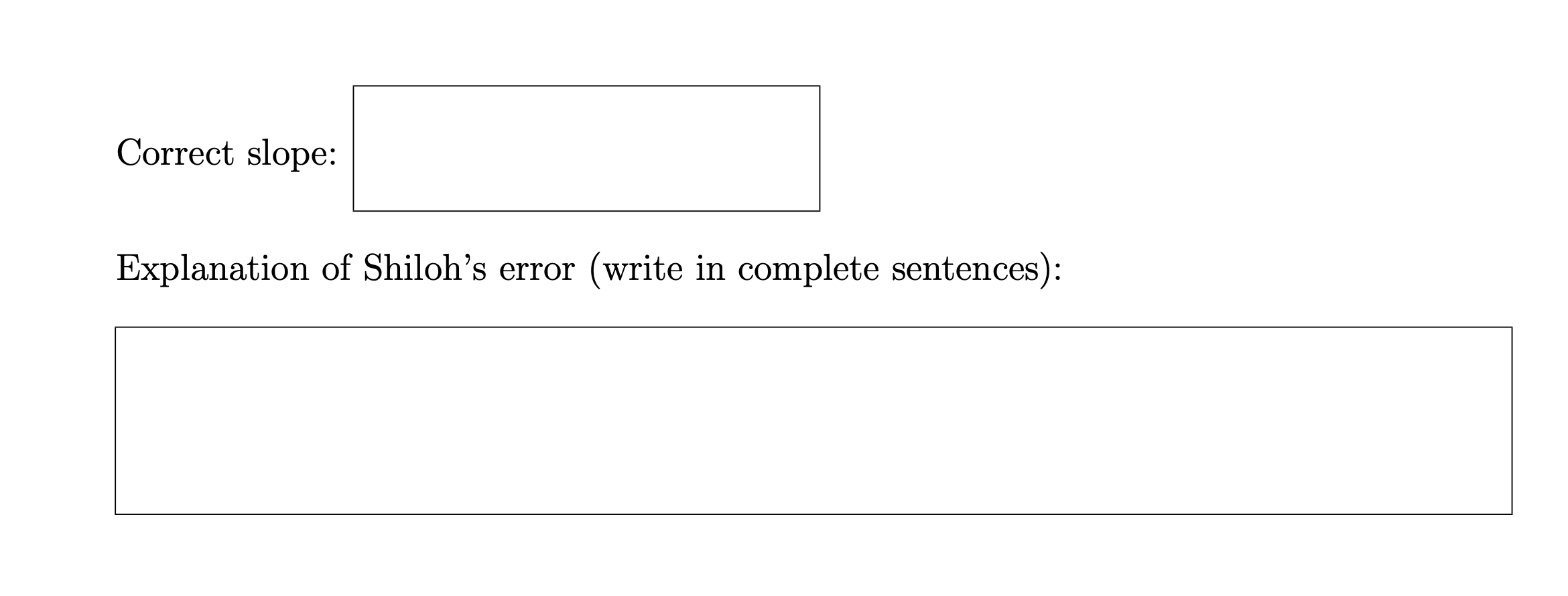 given this information: o The slope of the line that is tangent