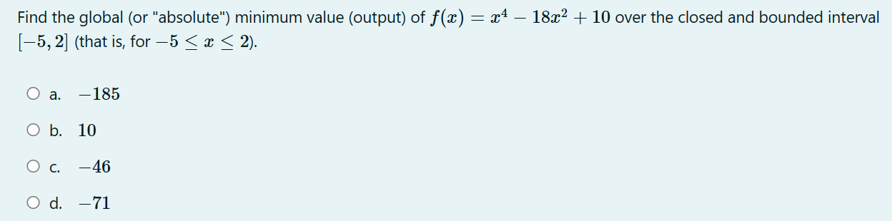and bounded interval [5, 2] (that is, for 5 g a: g