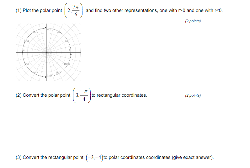 (1) Plot the polar point (2) Convert the polar point and find