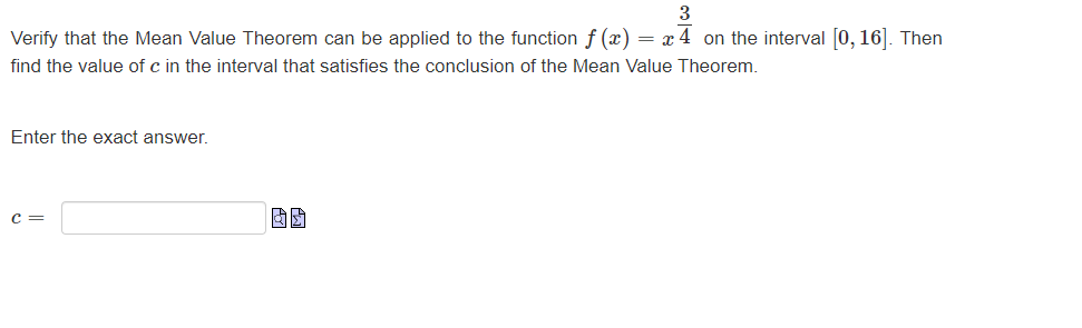 the function f(m) = 3:4 an the interval [0, 16]. Then find