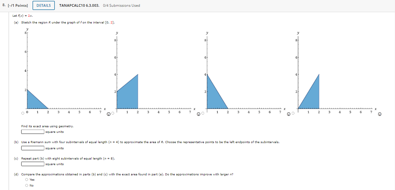 exact area (in square units) using geometry. square units (b) Use a