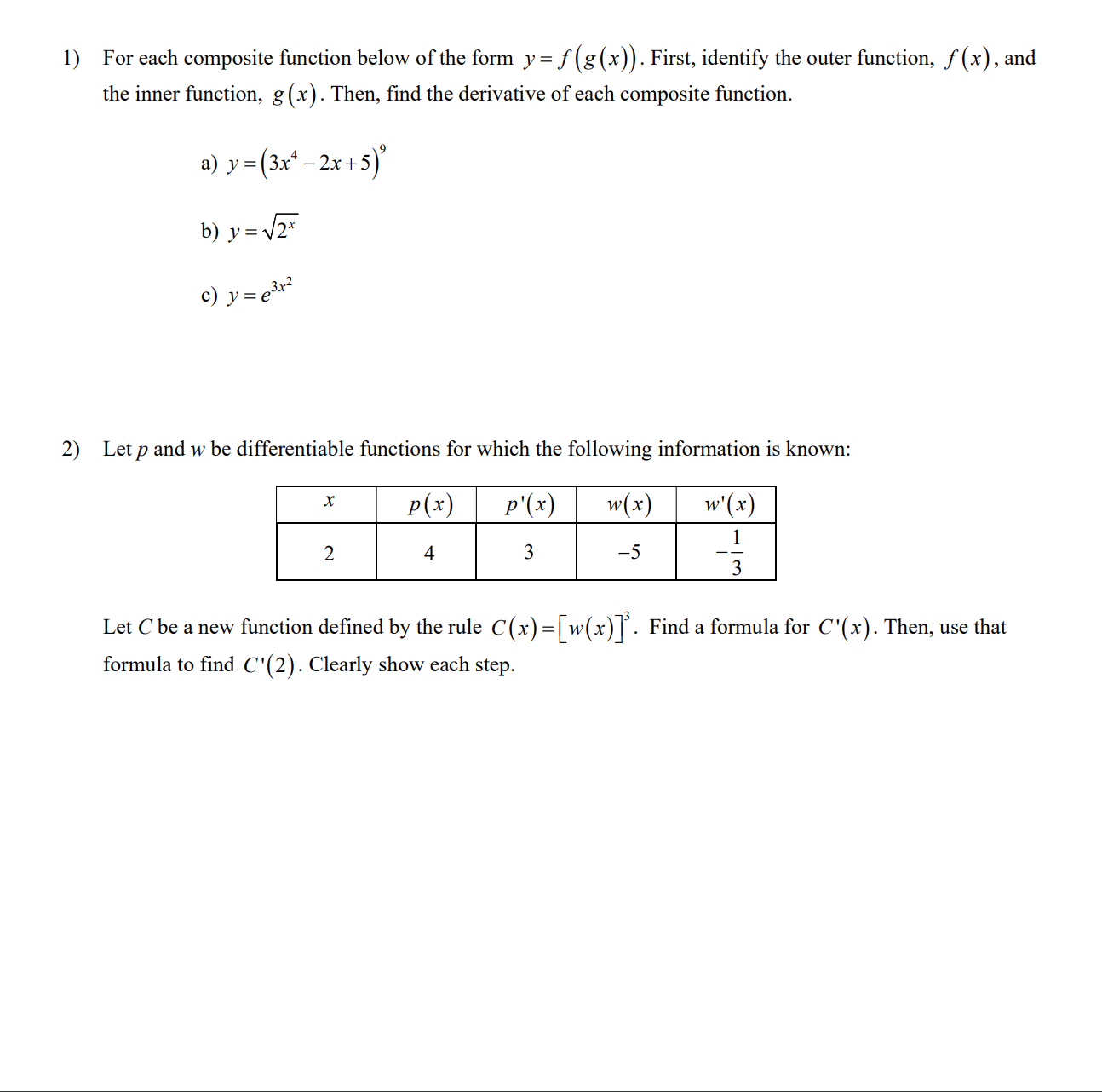 1) For each composite function below of the form 32 =