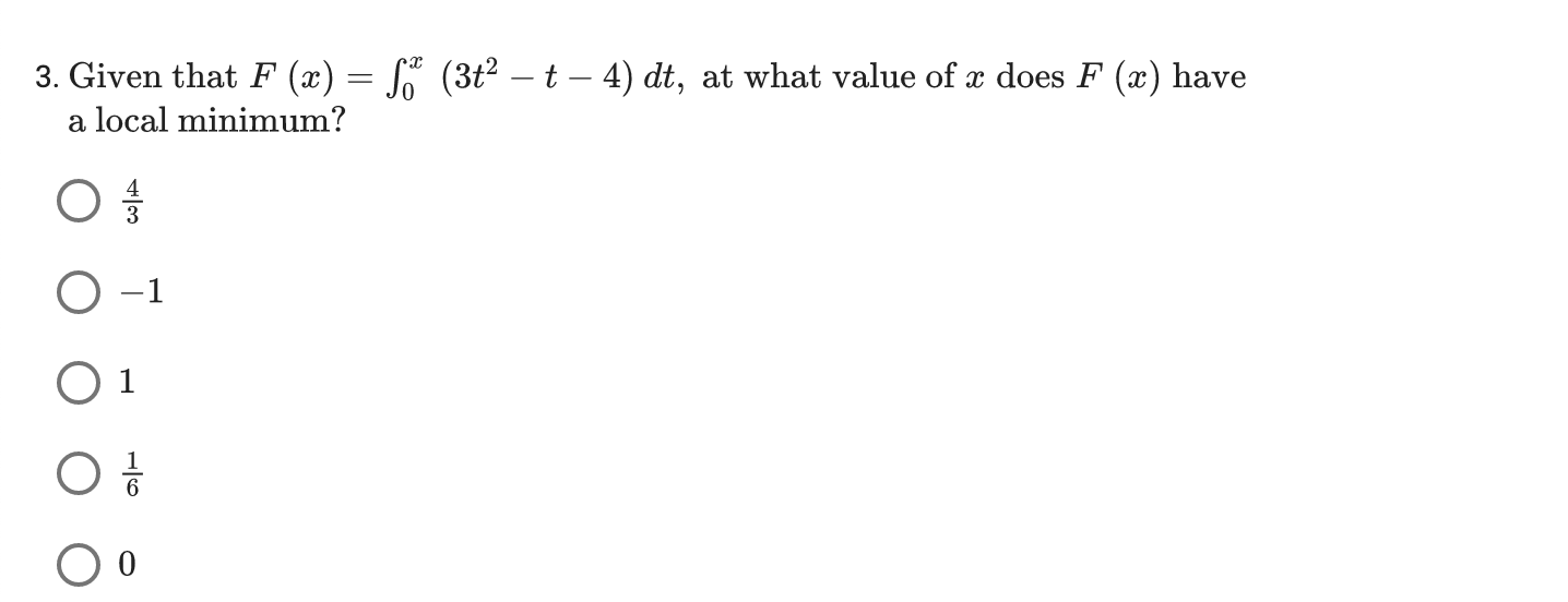 (St2 t 4) dt, at what value of cc does F (as)