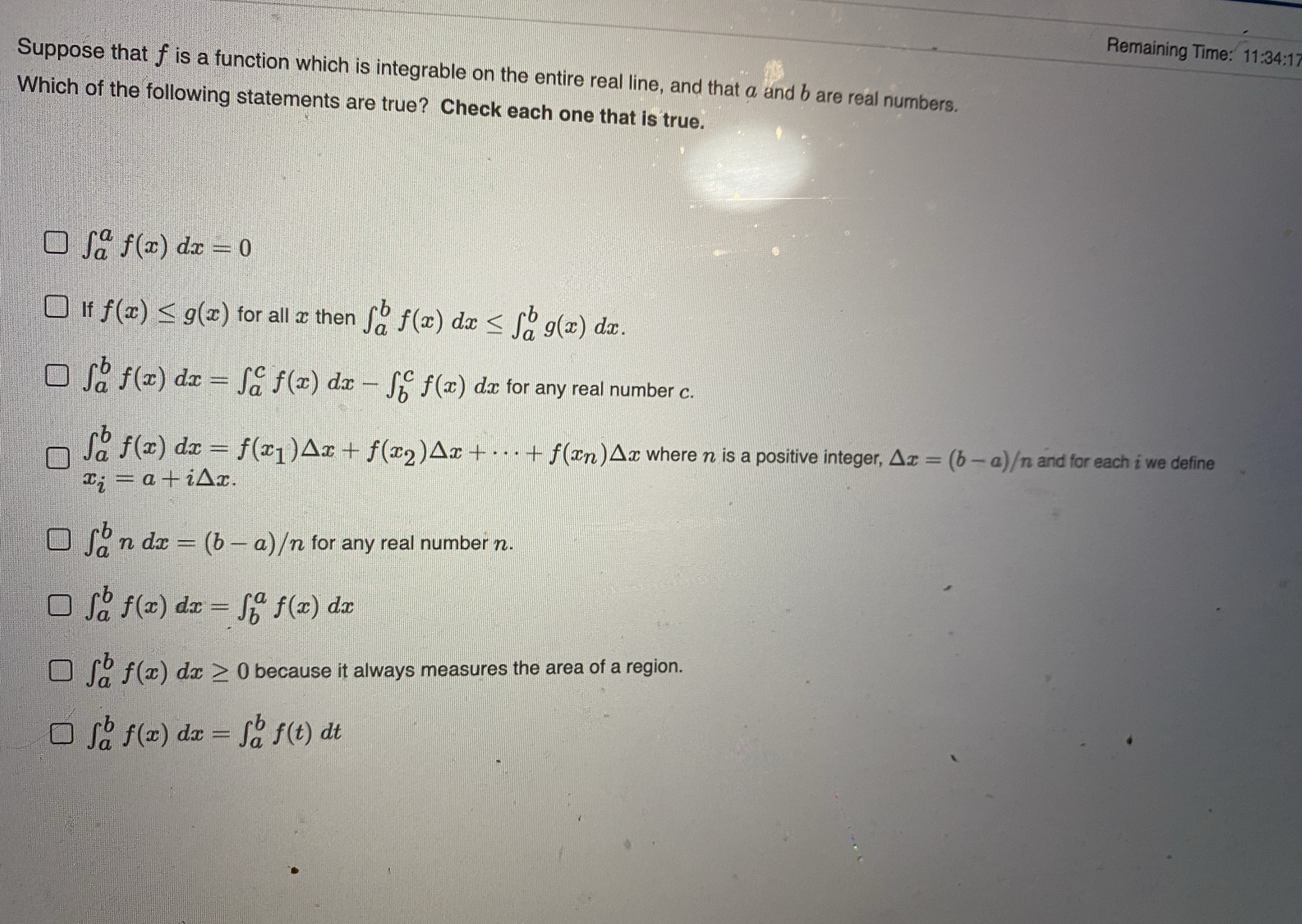  Remaining Time: 11:34:1 Suppose that f is a function which is