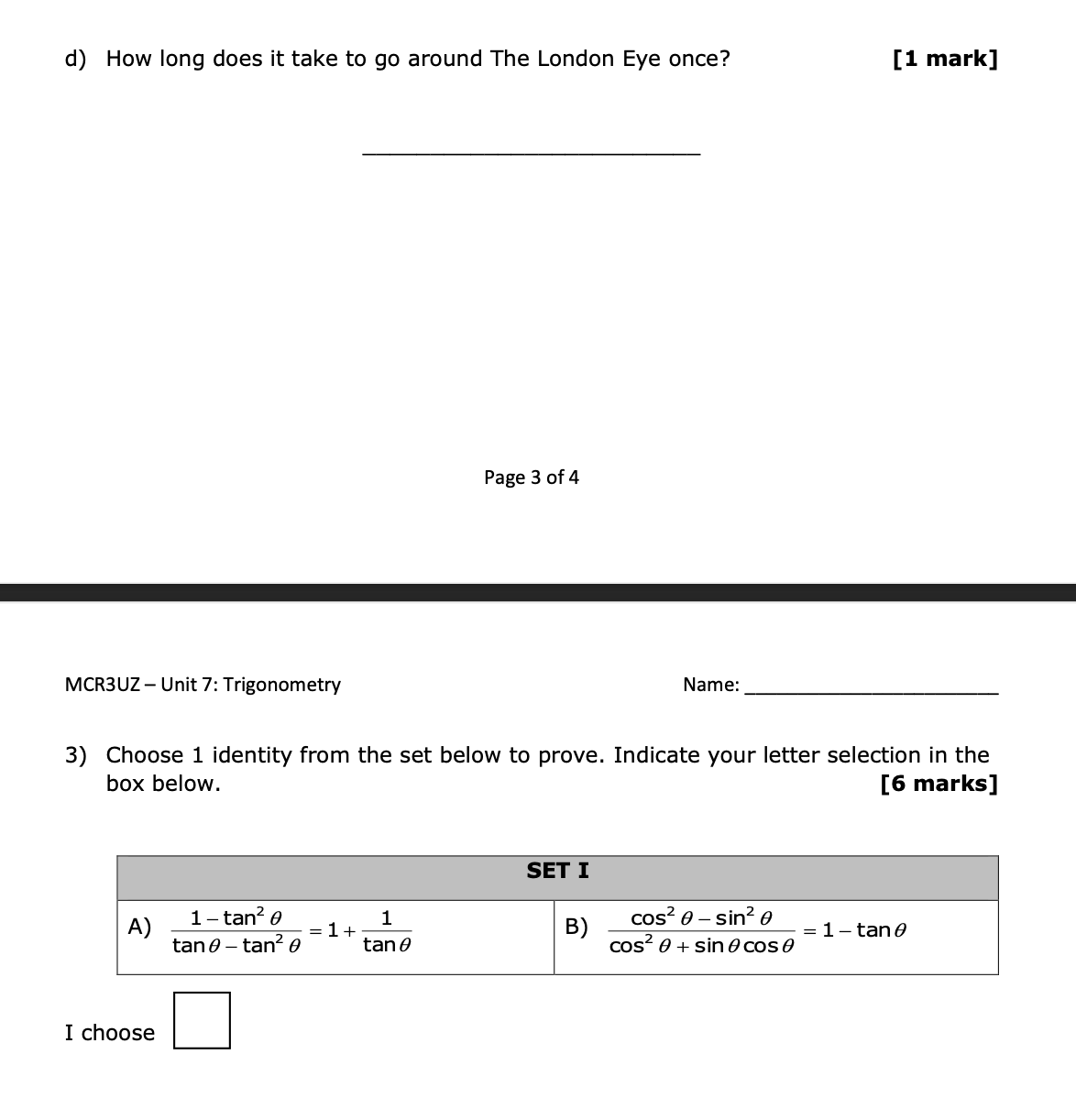 on vacation and rode The London Eye Ferris wheel. After 15 minutes