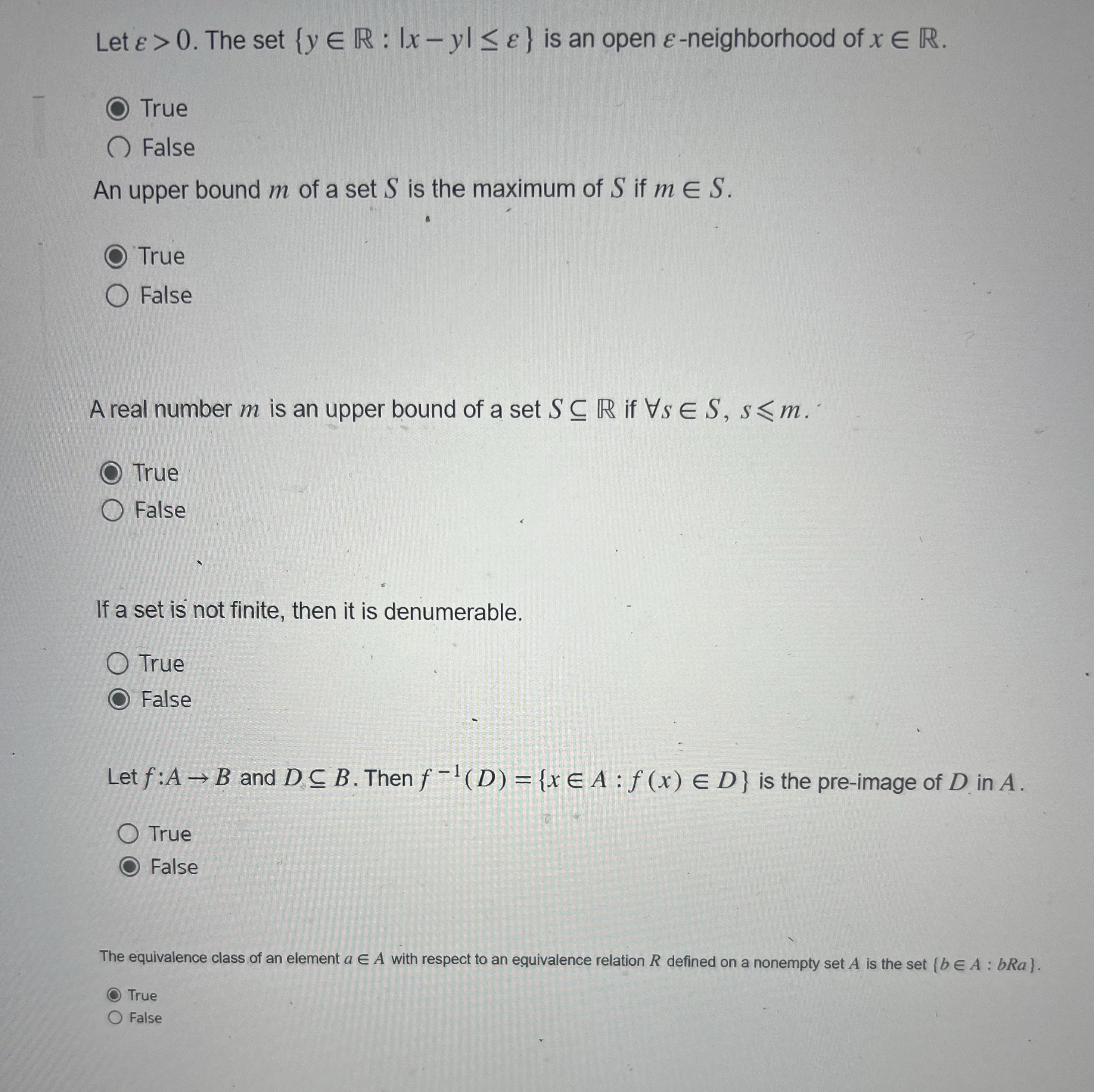False lx yl e) is an open e-neighborhood of x e R.