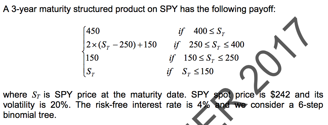 payoff: 450 if 4003.5} '\ 2x(ST250)+150 if 250ssrs400 \ 150 if 150::ST3250