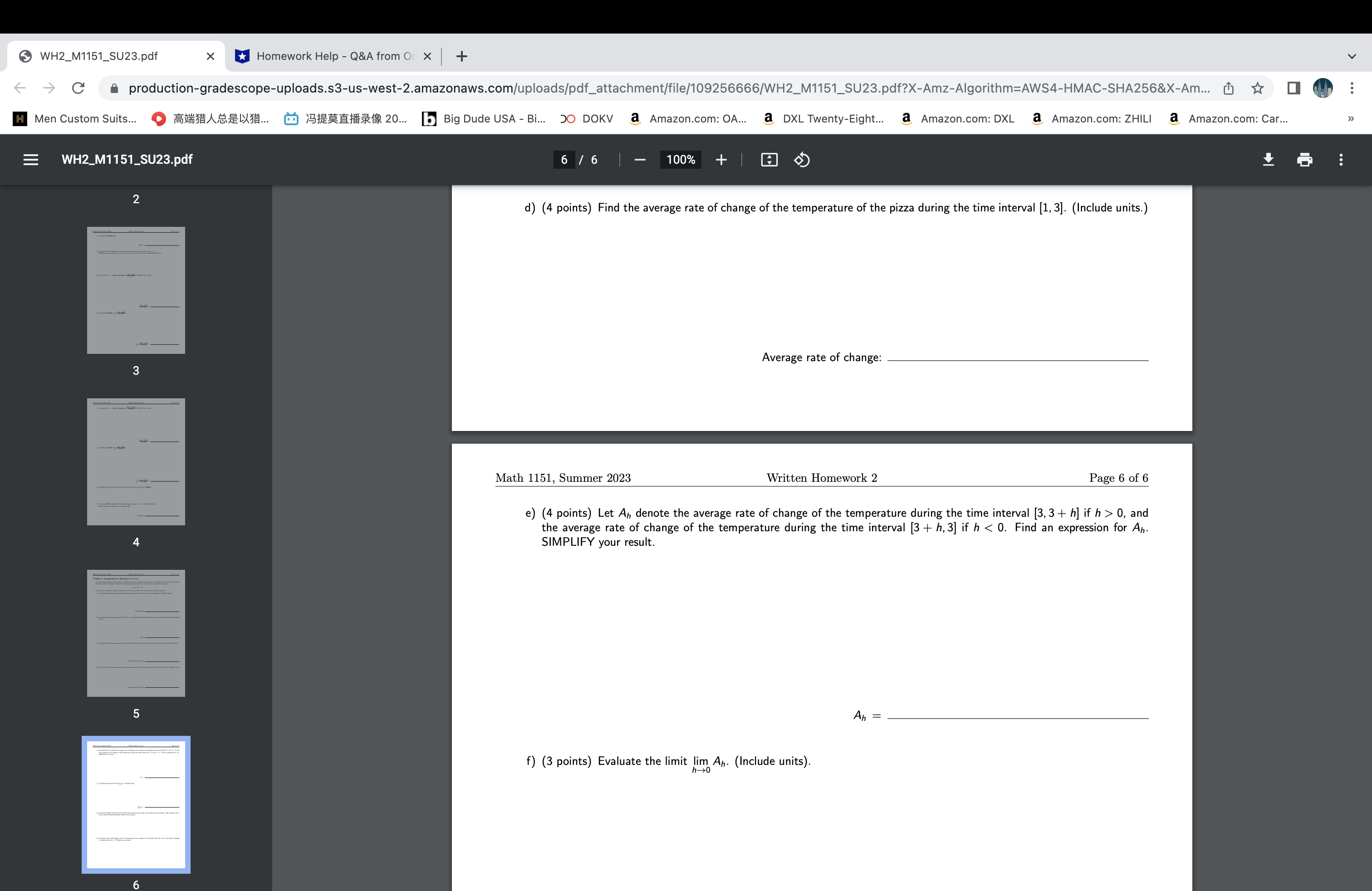 Part (a). Slope: c) (3 points) Find an equation of the secant