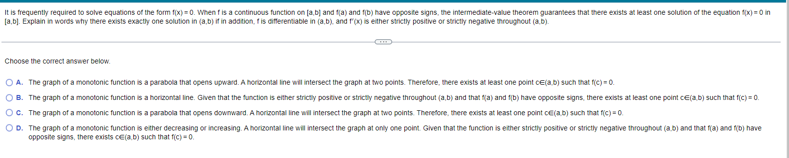 = o in [a.t>]. Explain in words why there exists exactly one