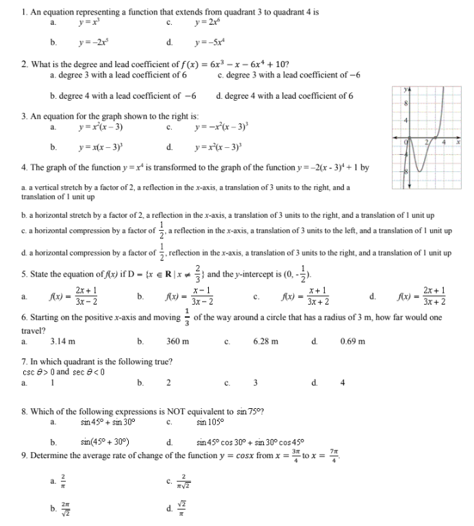 to quadrant 4 is C. = 2r b . y=-2r d. 1=-5x