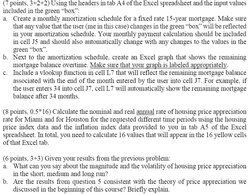  (7' points, 3+2+2) Using the headers in tab A4 of the